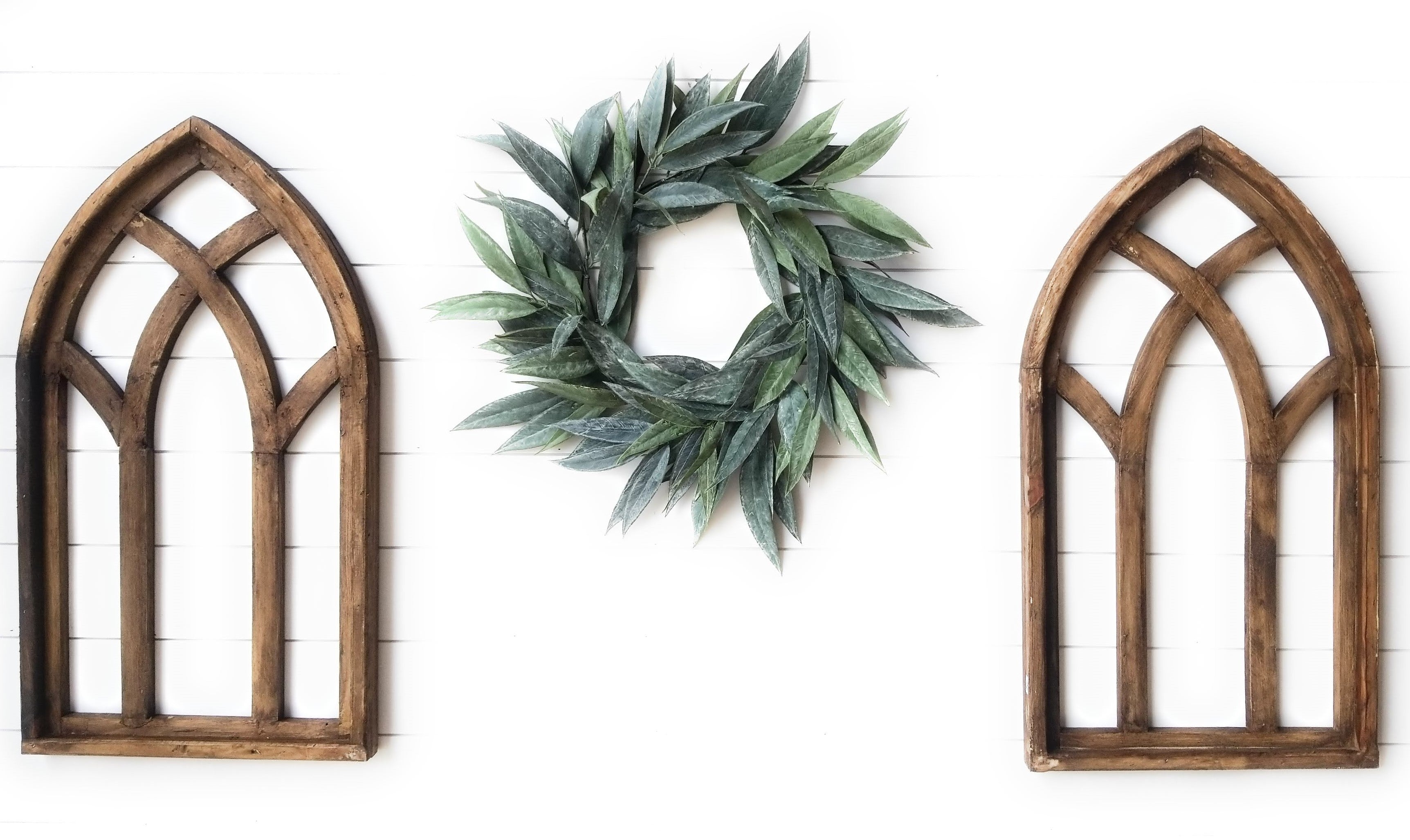 Medium Farmhouse Wood Cathedral Window Arch Rustic Brown- The Farmhouse Cathedral Window Medium - Ranch Junkie Mercantile LLC